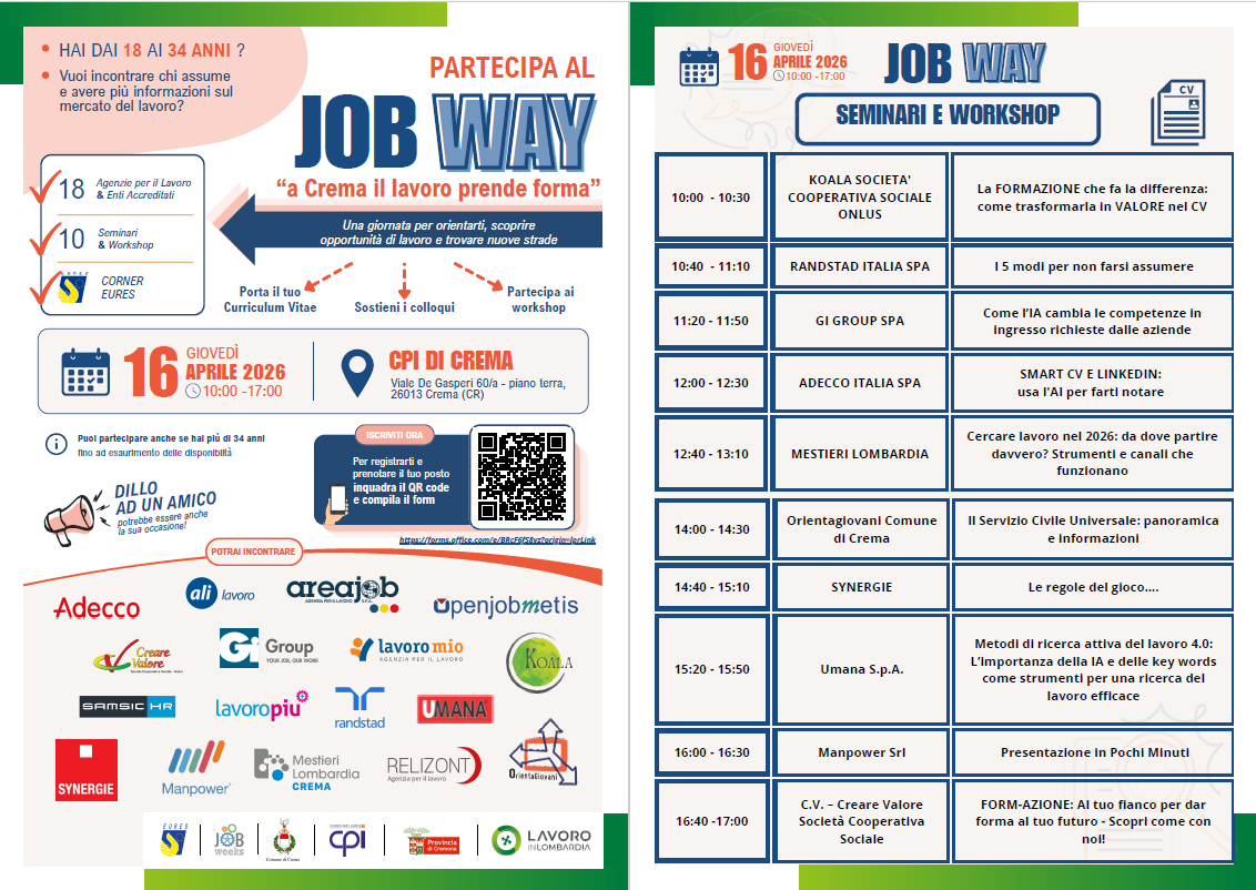 Locandina Job Way Crema aprile 2026