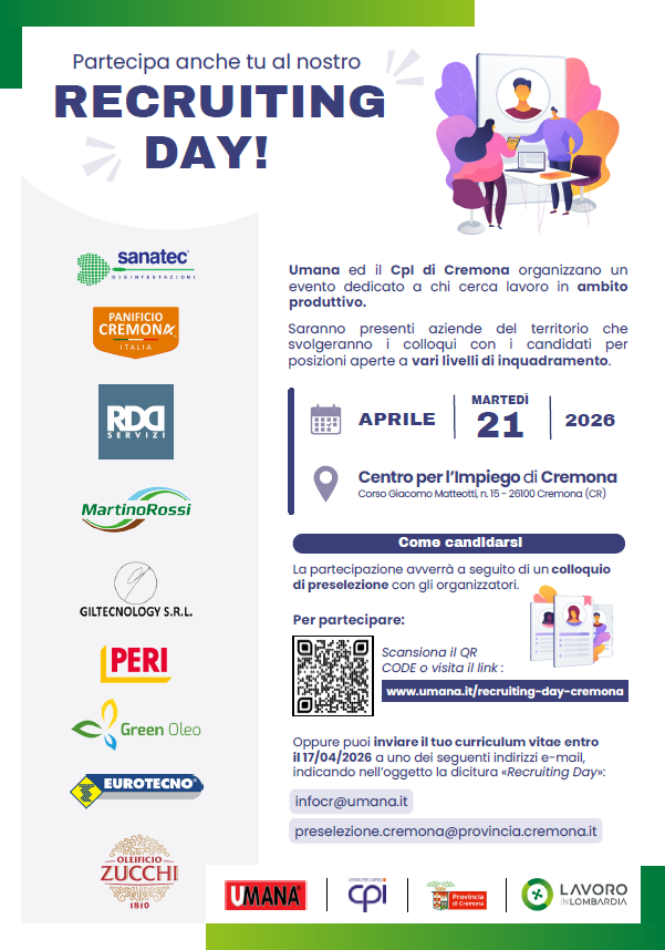 Locandina Recruiting Day di Cremona