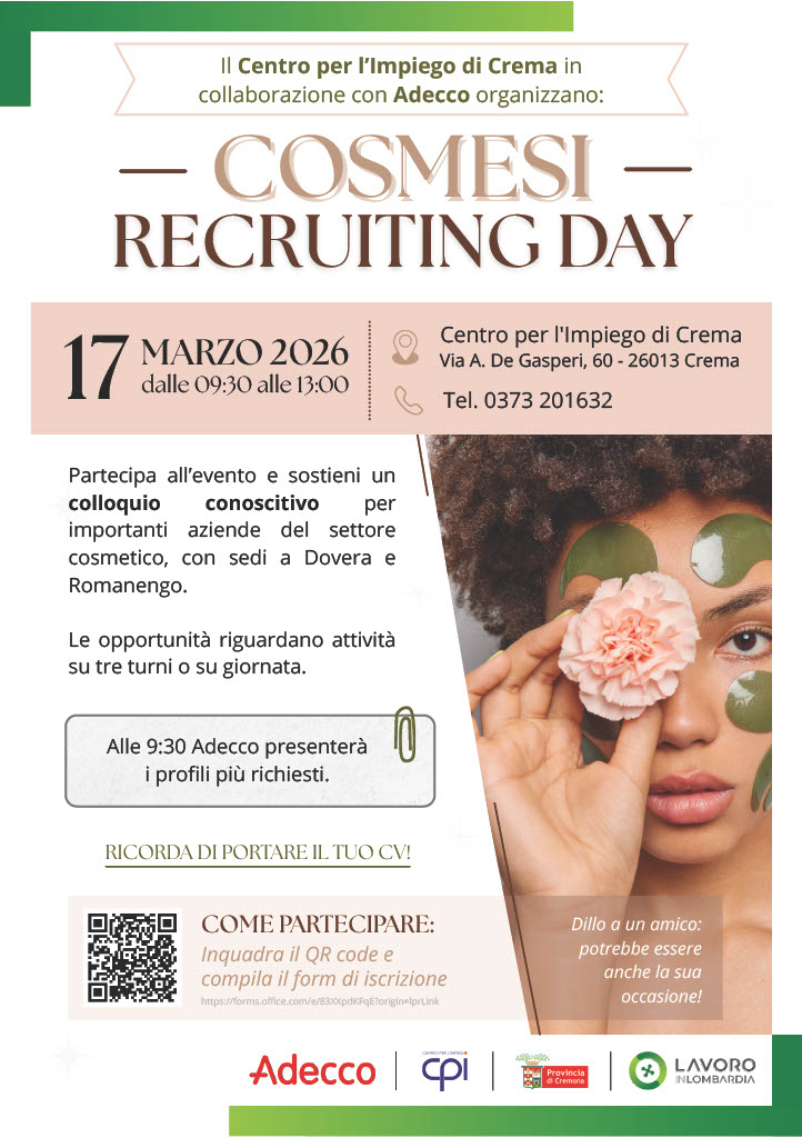 Locandina recruiting day crema