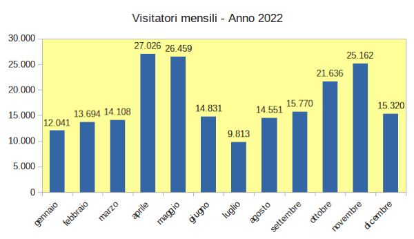 Grafico con gli ingressi suddivisi per mese